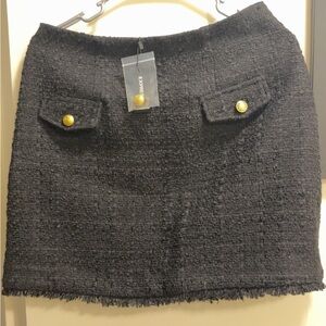 Express Black Tweed Pencil Skirt with Gold Accents